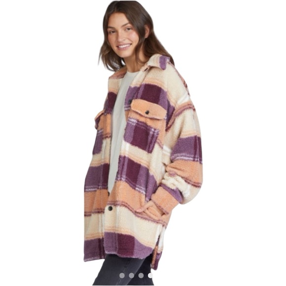 Roxy Jackets & Blazers - Roxy | NWT Over and Out Plaid Sherpa Shirt Jacket